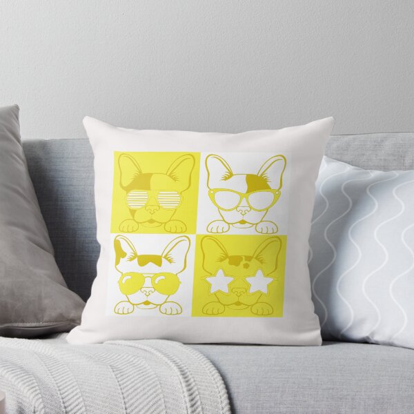 Item preview, Frenchies with Glasses Yellow designed and sold by LotusArtStudio.