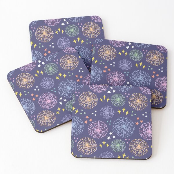 Item preview, Rainbow stars and fireworks on navy designed and sold by LittleBettyMakes.