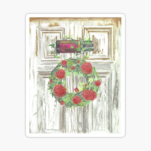 Essential Oils Rose Wreath Sticker
