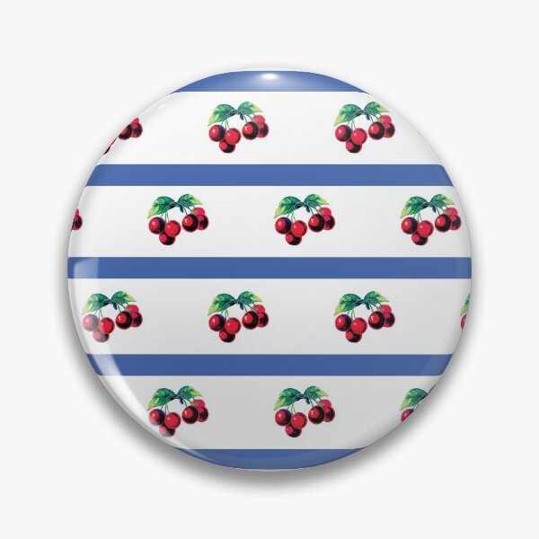 Item preview, Vintage cherries and royal blue stripes designed and sold by LittleBettyMakes.
