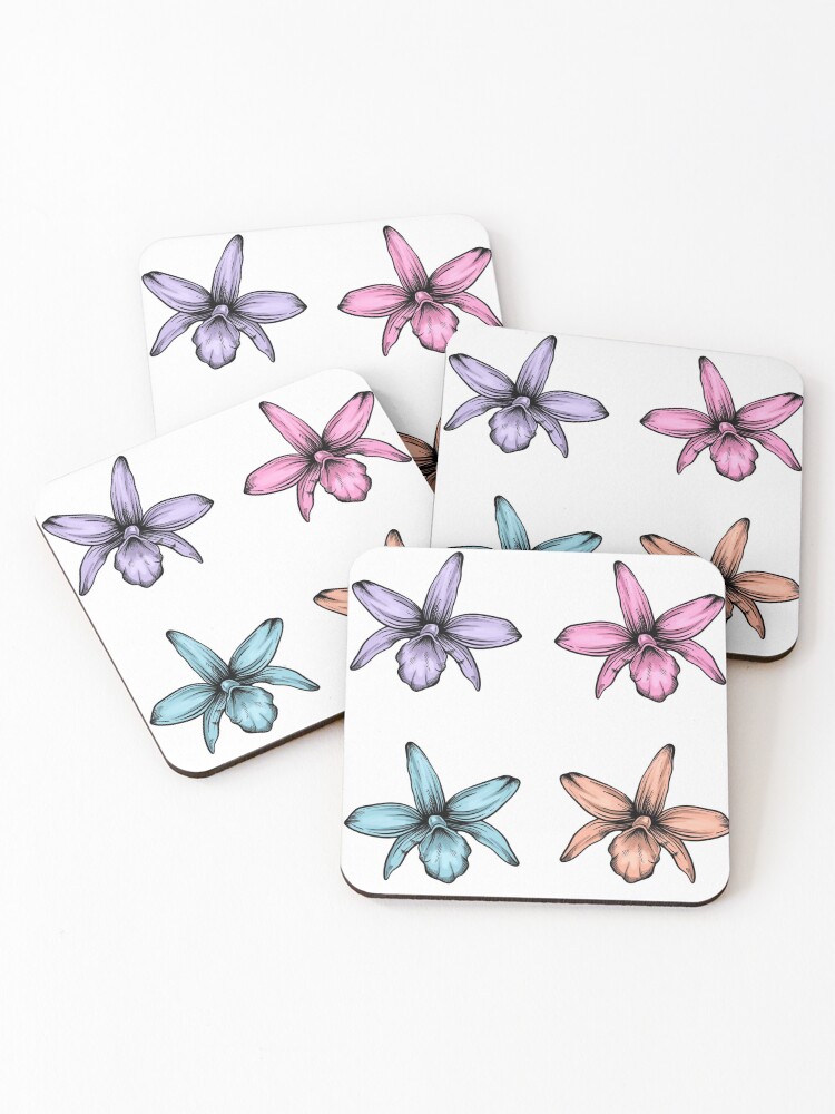 Thumbnail 1 of 5, Coasters (Set of 4), Orquids designed and sold by PurpleTurtle8.