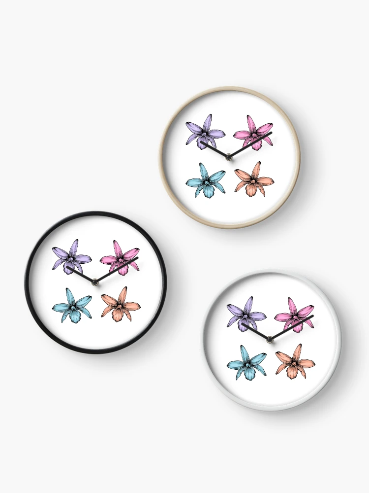 Thumbnail 3 of 4, Clock, Orquids designed and sold by PurpleTurtle8.