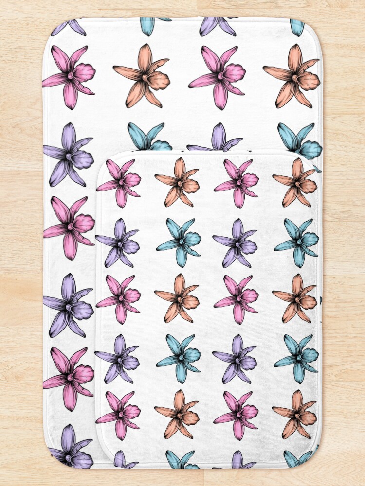 Thumbnail 5 of 6, Bath Mat, Orquids designed and sold by PurpleTurtle8.