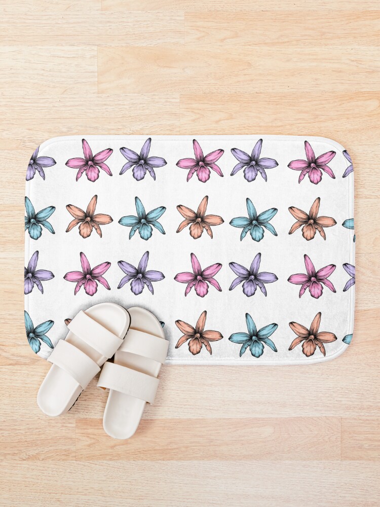 Thumbnail 1 of 6, Bath Mat, Orquids designed and sold by PurpleTurtle8.