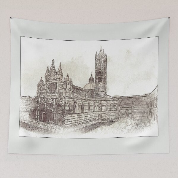 Item preview, Duomo di Siena - Siena, Italy - Sketch and Wash Style designed and sold by Retro Art Factory.