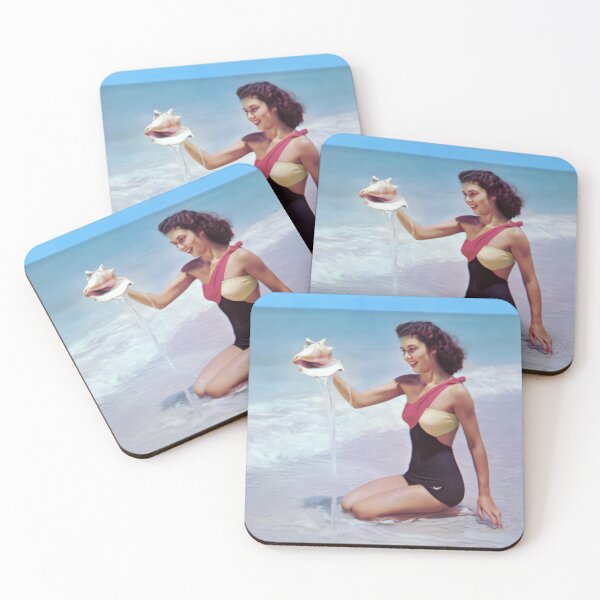 Item preview, Florida Postcard - Holding a conch shell, knelling in the surf designed and sold by Lowtech.