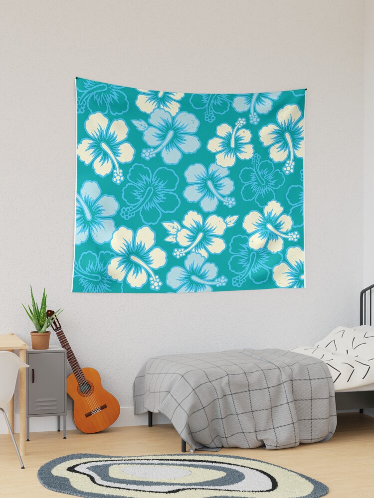 Floral Tapestry Hibiscus Flower Pastel Print Wall Hanging Decor