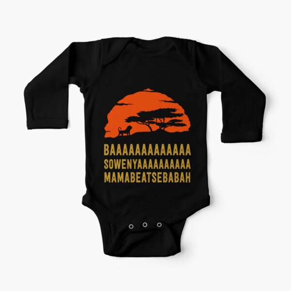 BAAAAAAAAAAAAA SOWENYAAAAAAAAAA MAMABEATSEBABAH African Lion T Shirt Long Sleeve Baby One-Piece
