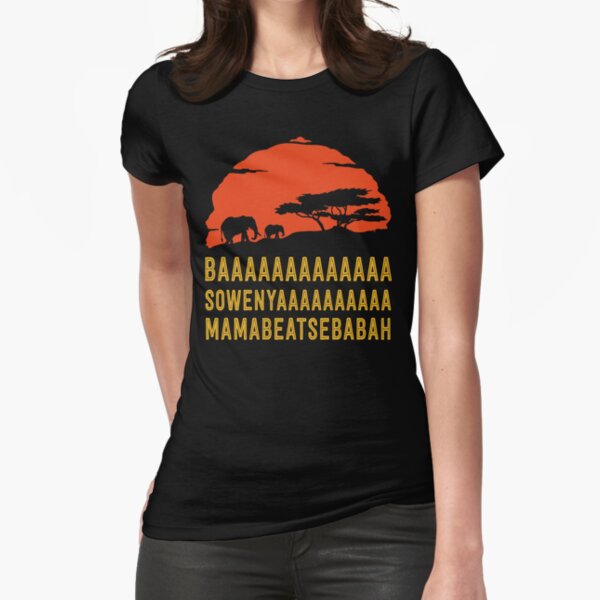 BAAAAAAAAAAAAA SOWENYAAAAAAAAAA MAMABEATSEBABAH African Sunrise Elephants Shirt Fitted T-Shirt