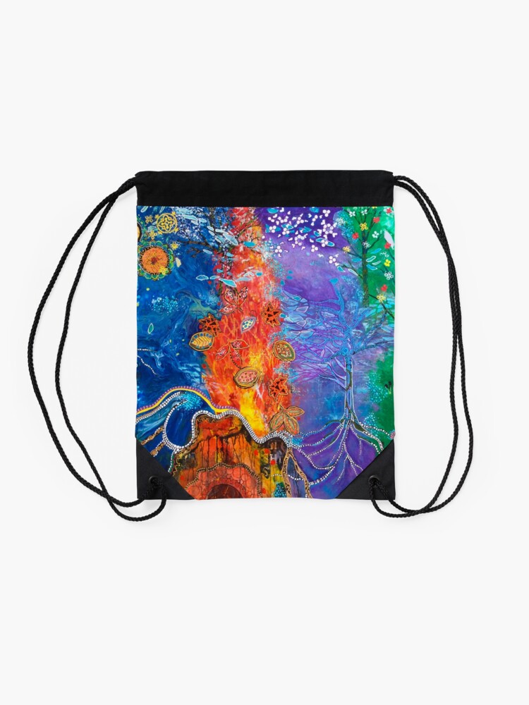 "Four seasons Summer Autumn Winter Spring " Drawstring Bag by traceyart