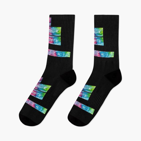 Item preview, I Drink Coffee Periodically Chemistry Pun tie dye on black background designed and sold by UncleStuScience.