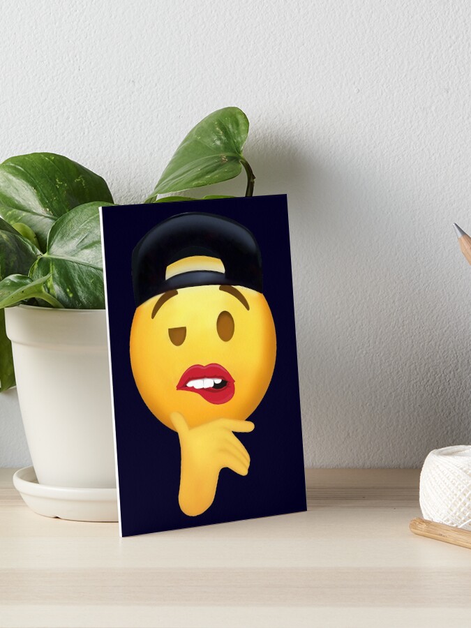 Fuckboy face Meme Emoji With Hat Biting Lip | Canvas Print