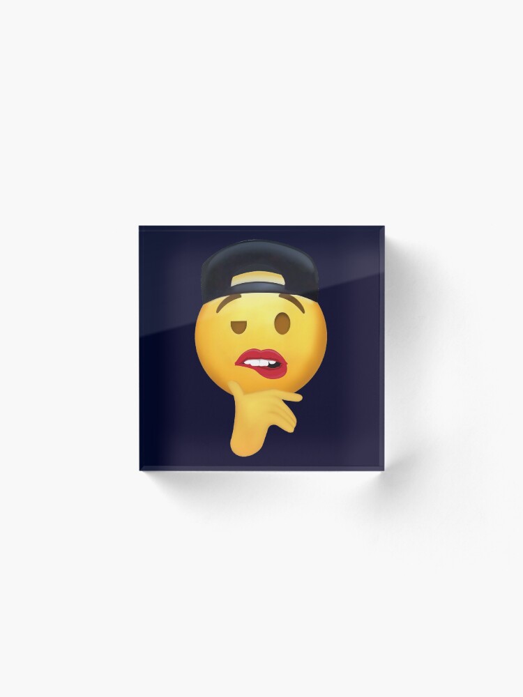 Fuckboy face Meme Emoji With Hat Biting Lip | Canvas Print