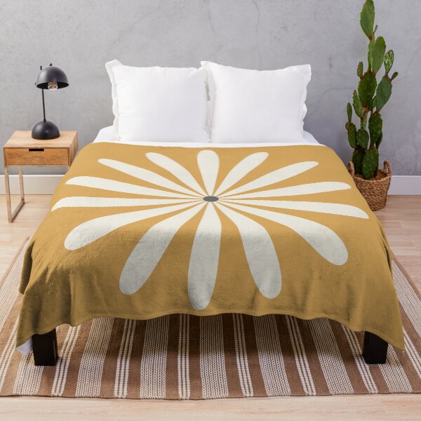 Item preview, Big Daisy Retro Minimalist Flower in Mustard Gold, Charcoal, and Cream designed and sold by kierkegaard.