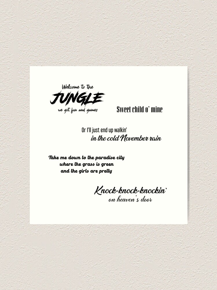 Guns N Roses Welcome To The Jungle Lyrics Quotes Paper Print