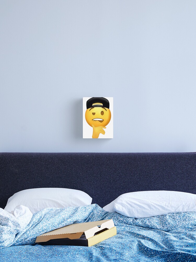 Fuckboy face Meme Emoji With Hat Biting Lip | Canvas Print