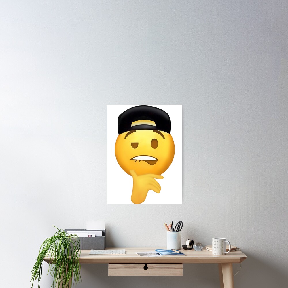 Fuckboy face Meme Emoji With Hat Biting Lip | Canvas Print