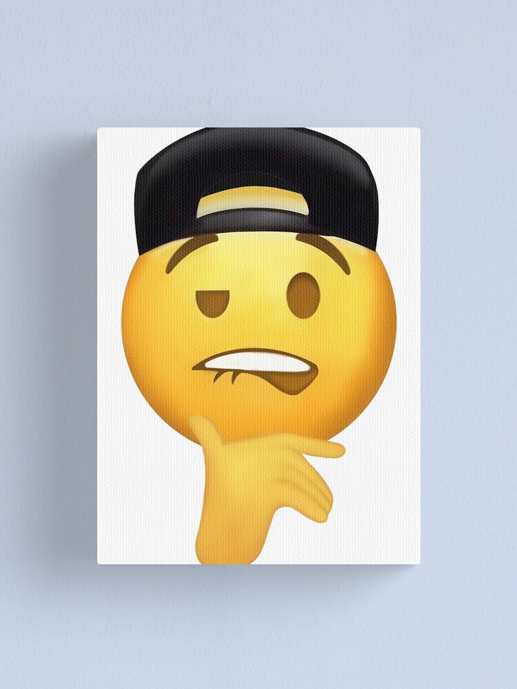 Fuckboy face Meme Emoji With Hat Biting Lip | Canvas Print