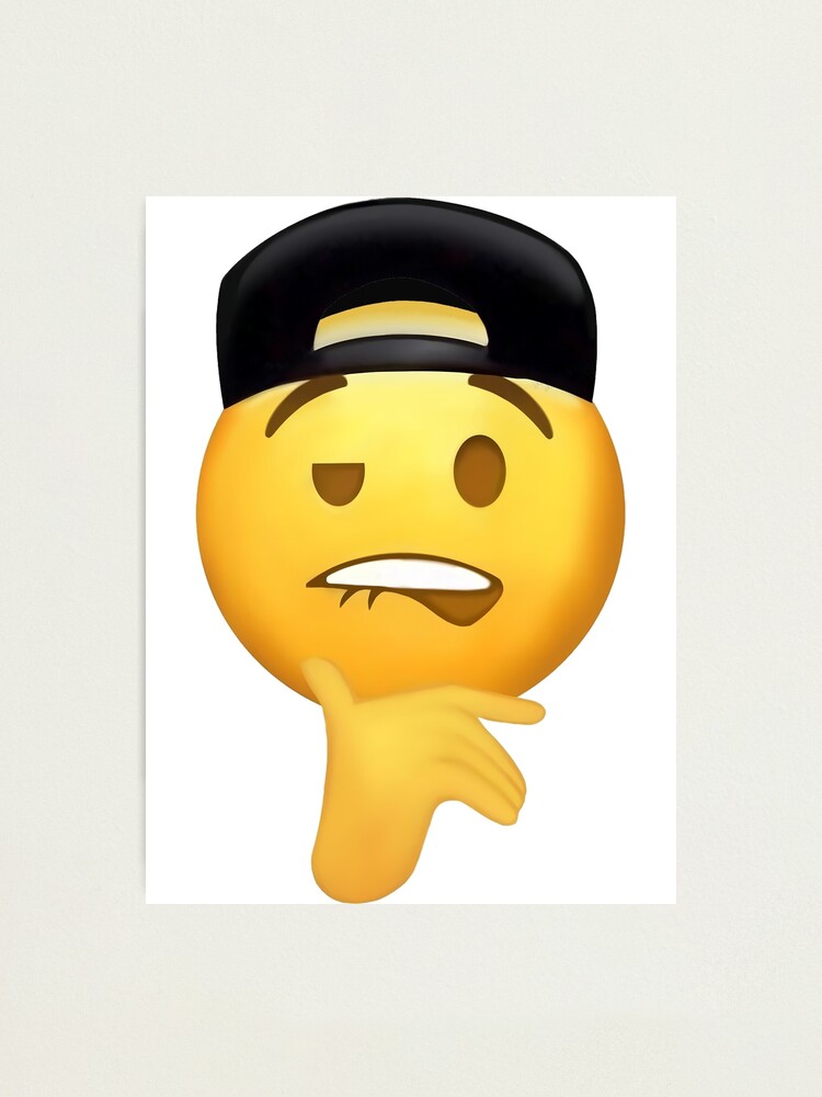 Fuckboy face Meme Emoji With Hat Biting Lip | Canvas Print