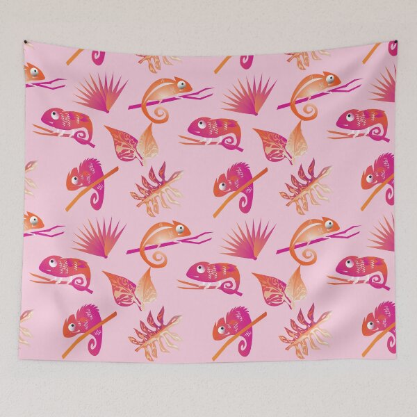 Item preview, Pink/Orange Chameleons designed and sold by Liz Stahl.