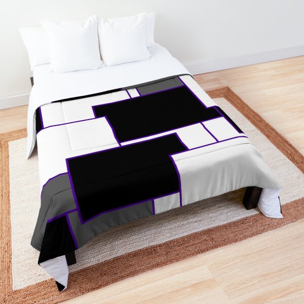 Purple, Black, and White Rectangles Comforter