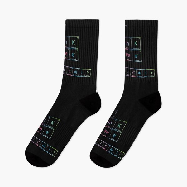 Item preview, I Drink Coffee Periodically Chemistry Pun tie dye font on black background designed and sold by UncleStuScience.
