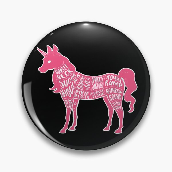 Item preview, Pink Unicorn on Black - Fantasy Butcher - Cuts of Meat designed and sold by AliceQuinn.