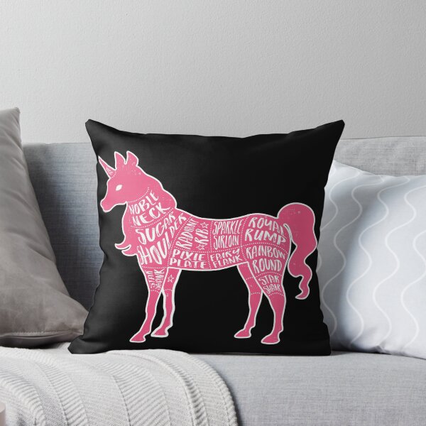 Item preview, Pink Unicorn on Black - Fantasy Butcher - Cuts of Meat designed and sold by AliceQuinn.