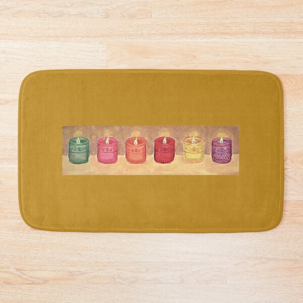 Colored Candle Holders Glass Lanterns Bath Mat