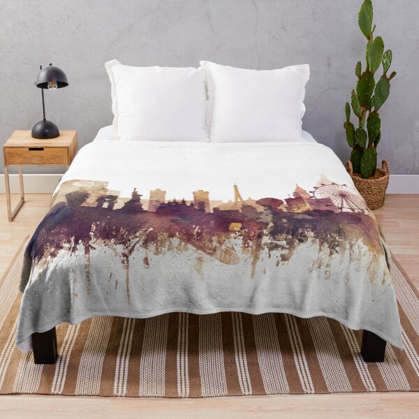 Item preview, Las Vegas Skyline Watercolor Orange Purple by Zouzounio Art designed and sold by zouzounioart.