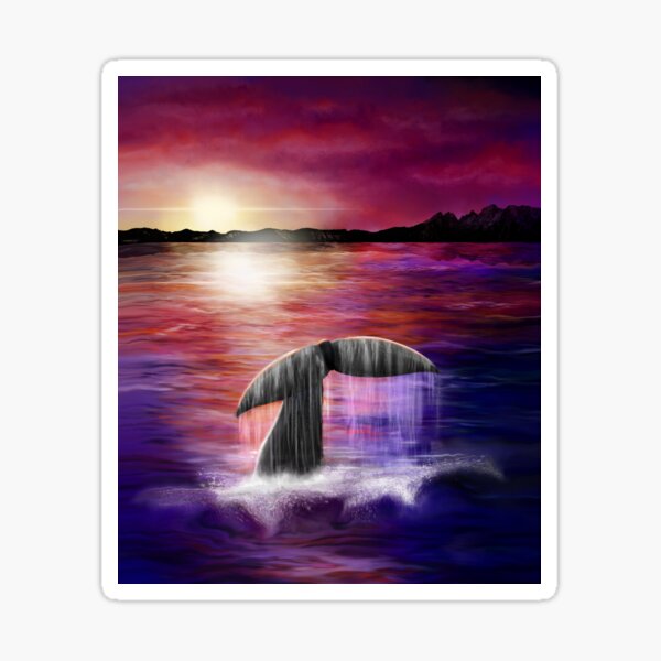 Whale Tail Painting at Twilight Sticker