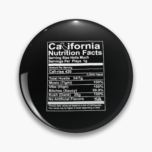 Artikelvorschau, Cali Nutrition Facts entworfen und verkauft von HumbleShirt.
