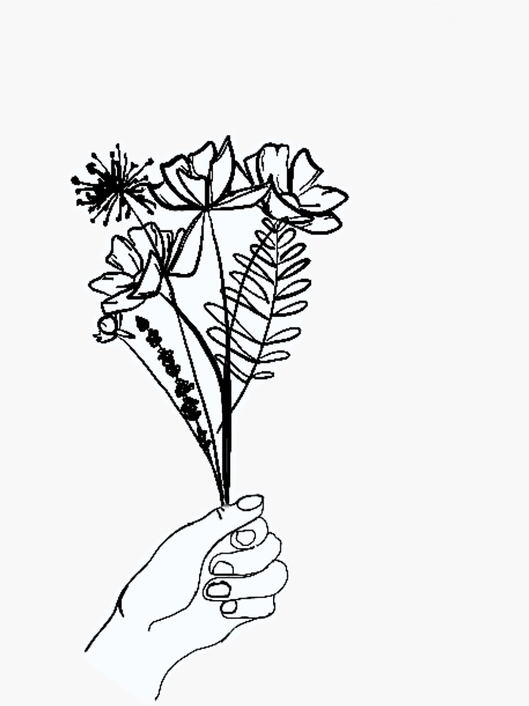 Hand Holding Flowers Sticker For Sale By Gkeisling Redbubble