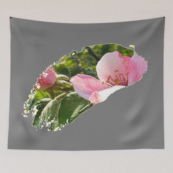 Item preview, Quince blossom paint stroke on grey designed and sold by orangerinka.