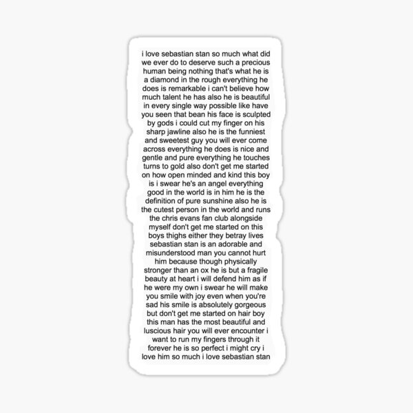 Sebastian Stan Paragraph Design Sticker