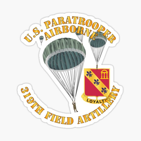 Aperçu de l'œuvre Armée - Parachutiste américain - 319e régiment d'artillerie de campagne DUI créée et vendue par Military Insignia Products.