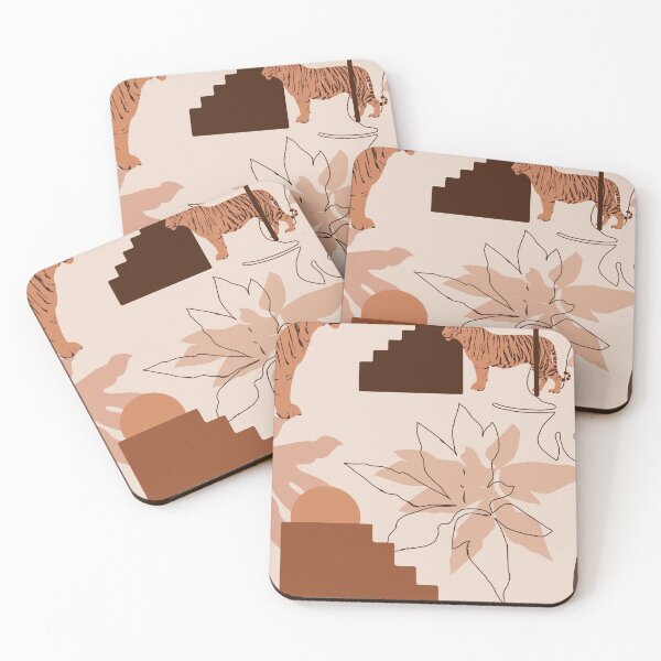 Item preview, African Boho Tribal Style Print With Tiger and Flower designed and sold by Sohee Jin.