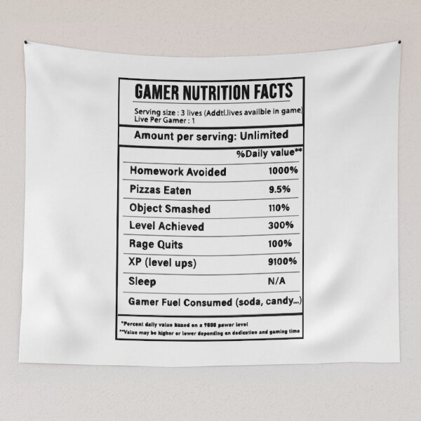 Item preview, Simple Gamer Nutrition Facts designed and sold by HumbleShirt.