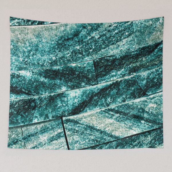 Item preview, Blue Green Brick Wall Abstract Photography Art  designed and sold by Ensjodesigns.