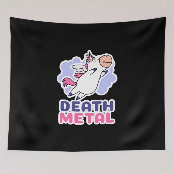 Item preview, Death metal happy pink and purple unicorn joke designed and sold by Captain-Jackson.