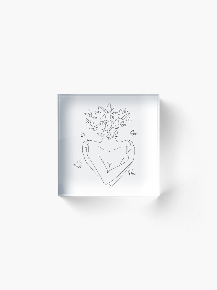 Alternate view of Love yourself. Love your body concept. Acrylic Block