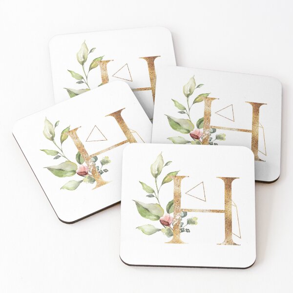 Item preview, Floral Geometric Polygon Monogram H designed and sold by junkydotcom.