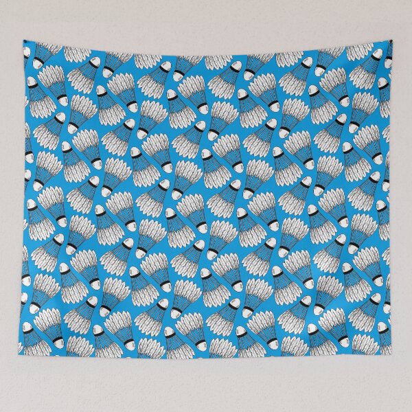 Item preview, Seamless pattern with a sketch of shuttlecocks for playing badminton on blue background. designed and sold by Veleri.