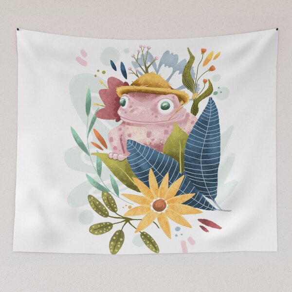 Item preview, Pink Frog with Flowers designed and sold by CoffeeandPixels.