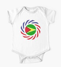 Guyanese American Multinational Patriot Flag Short Sleeve Baby One-Piece