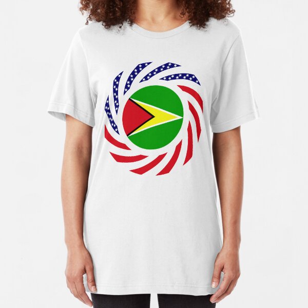 Guyanese American Multinational Patriot Flag Slim Fit T-Shirt