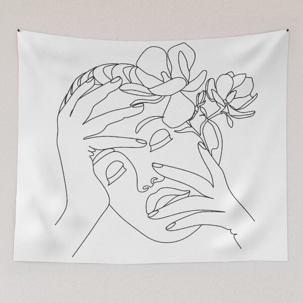 Item preview, Woman face with flowers. Line art female. Abstract face with flowers. Scandinavian print, Nordic, Trendy print, Styled, Scandinavian art, Modern art, Wall art, Print, Minimalistic, Modern Poste    designed and sold by Nina Velychko.