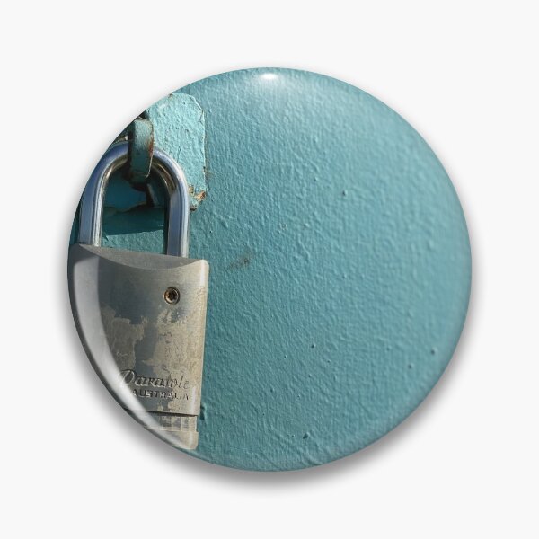 Item preview, Secured padlock on aqua blue industrial wall designed and sold by picmistress.