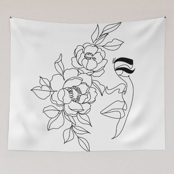 Item preview, Woman face line, Girl, Flower print, Flower Head, Scandinavian art, Fashion art, Fashion print, Modern art, Wall art, Print, Minimalistic, Modern designed and sold by OneLinePrint.