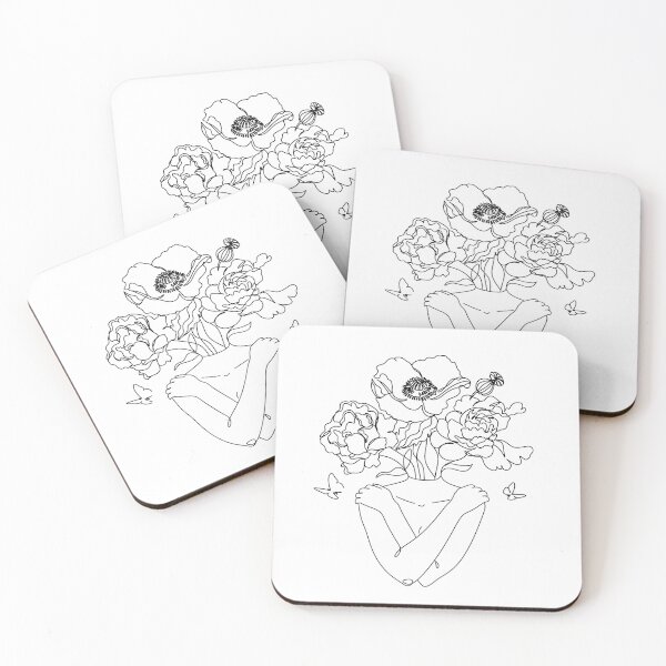 Item preview, Self love. woman hugs herself, flowers grow out Line Art Print. Woman With Flowers. Nude Line Art. designed and sold by OneLinePrint.